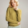 thumbnail image 1 of Women's 100 Percent Pure Wool Sweater Long Sleeve Pullover Crew Neck Tops for Woman Yellow S, 1 of 9