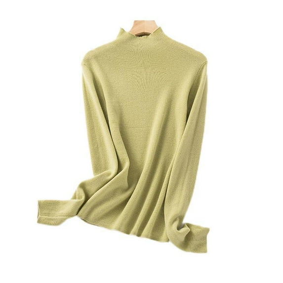 Women’s 100% Pure Wool Knit Base Layer Top, 48-Count, Half-High Collar Long Sleeve Thermal Undershirt for Fall & Winter