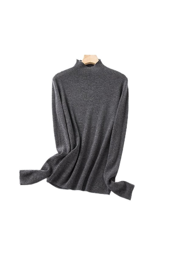 Women’s 100% Pure Wool Knit Base Layer Top, 48-Count, Half-High Collar Long Sleeve Thermal Undershirt for Fall & Winter