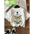 thumbnail image 1 of Women's 100% Short Sleeve Crew Neck T-Shirt - Black Moth & Butterfly Floral Print Casual Top, Lightweight 180gsm Breathable Fabric for Spring & Summer, Casual Sporty Tee, Summer Gifts, 1 of 6