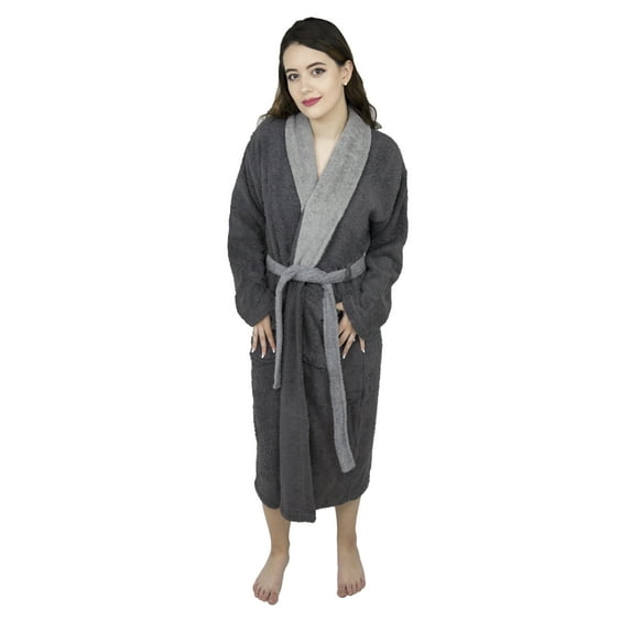 Women’s 100% Terry Cotton Bathrobe Toweling Gown Robe Two Tone