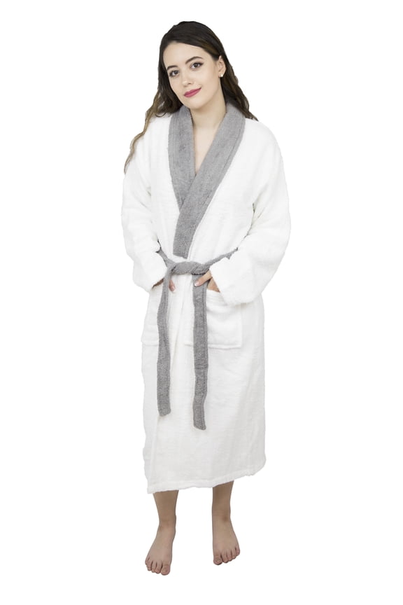 Women’s 100% Terry Cotton Bathrobe Toweling Gown Robe Two Tone
