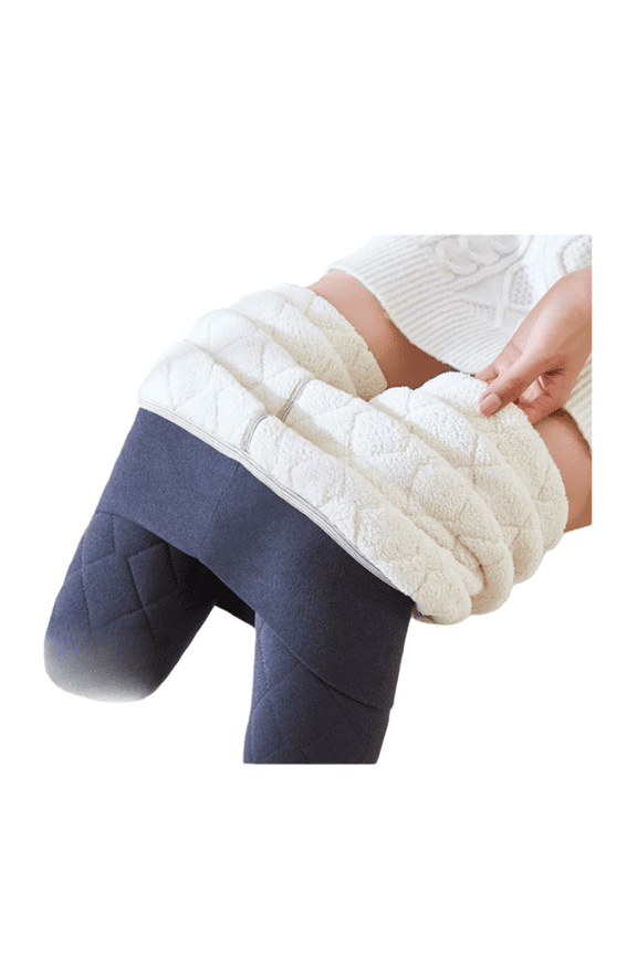 Women’s 100% Wool Thermal Fleece-Lined Pants, Extra-Thick Lamb Fleece Winter Leggings, Warm Inner/Outer Wear Cotton Pants, Cozy Cold-Weather Stretch Bottoms