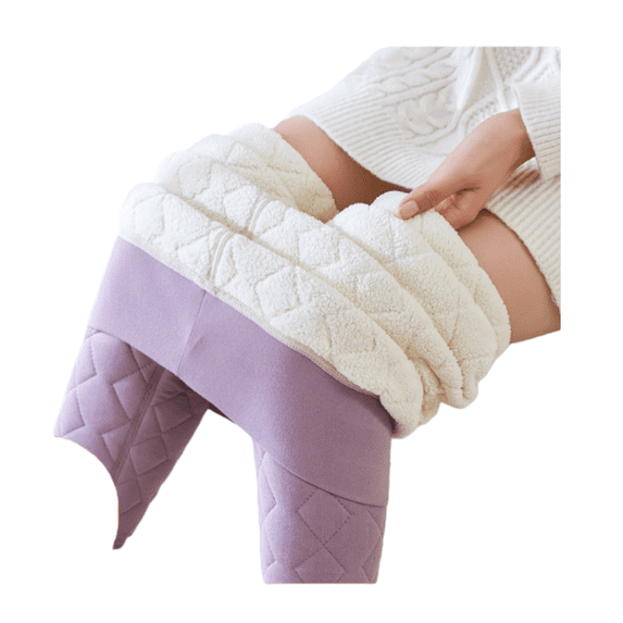Women’s 100% Wool Thermal Fleece-Lined Pants, Extra-Thick Lamb Fleece Winter Leggings, Warm Inner/Outer Wear Cotton Pants, Cozy Cold-Weather Stretch Bottoms
