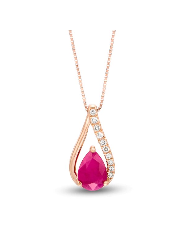 Women's 10K Rose Gold Ruby Pendant