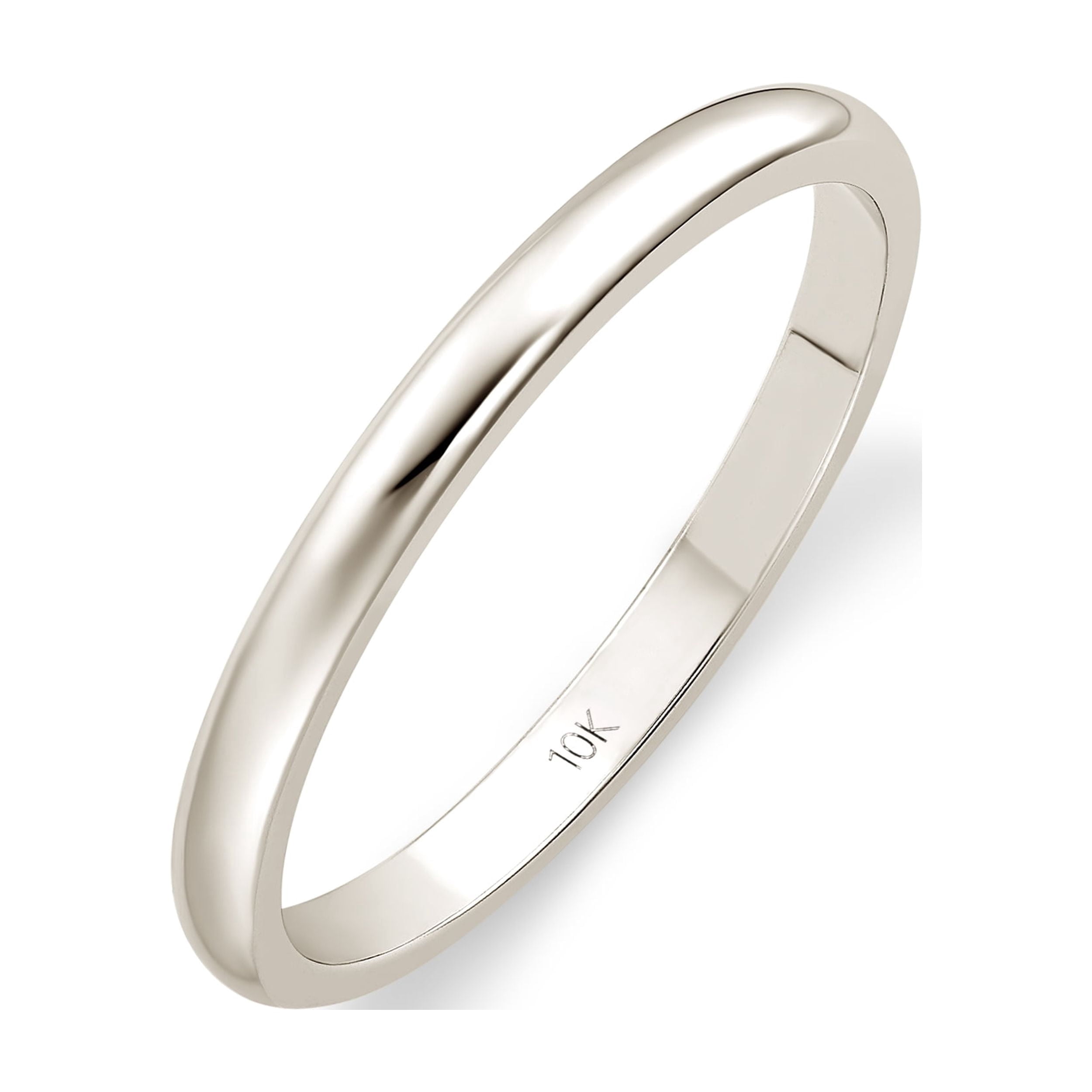 Women's 10K White Gold 2mm Traditional Plain Wedding Band (Available Ring Sizes 4-10) Sz 5.5