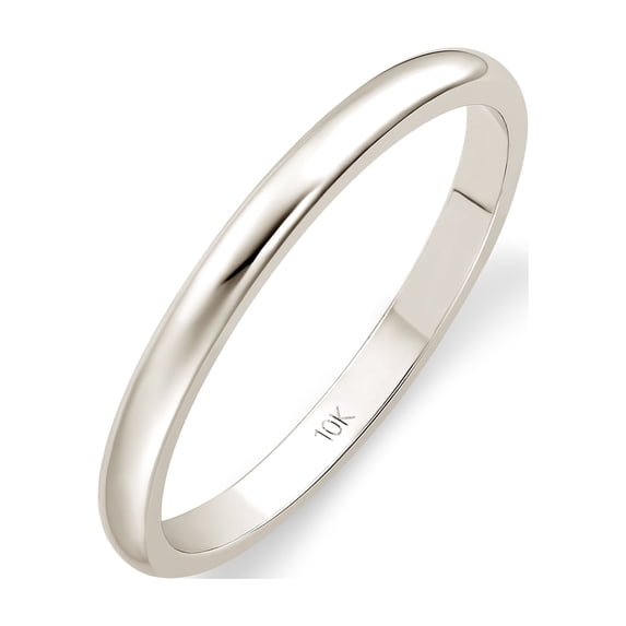 Oxford Ivy Women's Solid 10K White Gold Classic Plain Wedding Band Ring, 2mm, Size 6.5(Available Ring Sizes 4-10) White Gold