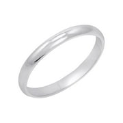 AMANDA ROSE Women's 10K White Gold 2mm Traditional Plain Wedding Band (Available Ring Sizes 4-10) Sz 7