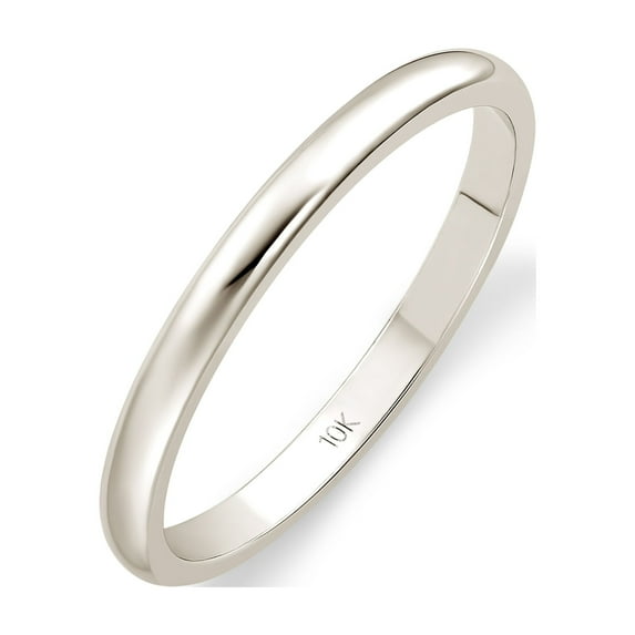 Women's 10K White Gold 2mm Traditional Plain Wedding Band (Available Ring Sizes 4-10) Sz 8.5