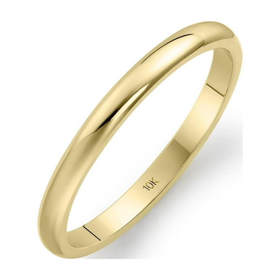 Women's 10K Yellow Gold 2mm Traditional Plain Wedding Band  (Available Ring Sizes 4-10) Size 9.5
