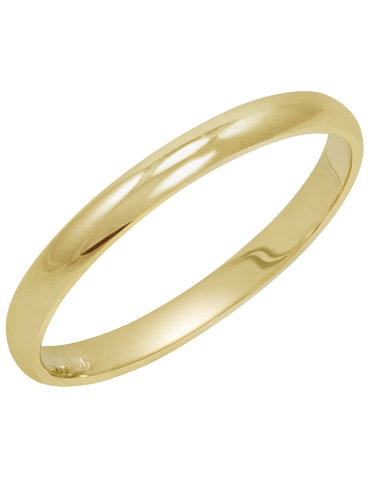 Women's 10K Yellow Gold 2mm Traditional Plain Wedding Band (Available ...