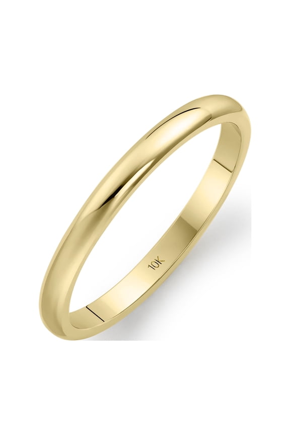 Women's 10K Yellow Gold 2mm Traditional Plain Wedding Band (Available Ring Sizes 4-10) Sz 5.5