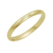 AMANDA ROSE Women's 10K Yellow Gold 2mm Traditional Plain Wedding Band (Available Ring Sizes 4-10) Sz 8