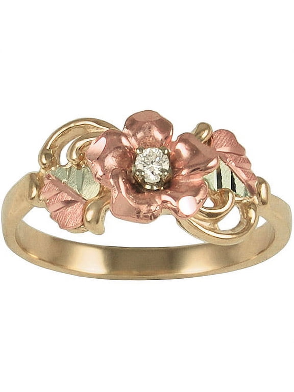Women's 10kt with 12kt Gold Leaves Diamond Accented Dakota Rose Ring