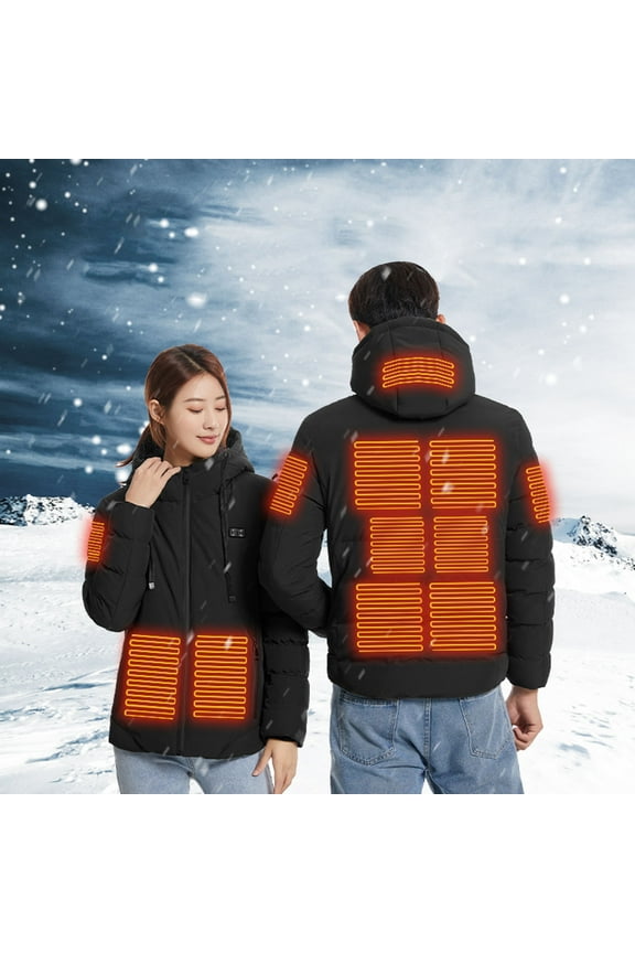 Women's 11 Hooded Heated Jacket Washable Jacket Heating Pocket Coat Heating 3 Heated Coat Woman down Jacket for Winter Polish Jacket Petite for Women with Hood Ladies Coats And Jackets Ladies Waist