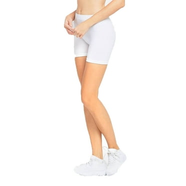 Women's 12" Exercise Yoga Running Bike Athletic Gym Shorts Workout Stretch White