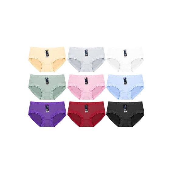 Women's 12 Pack Classic Lace Trim Detailing Polyblend Bikini Briefs Set (XL)