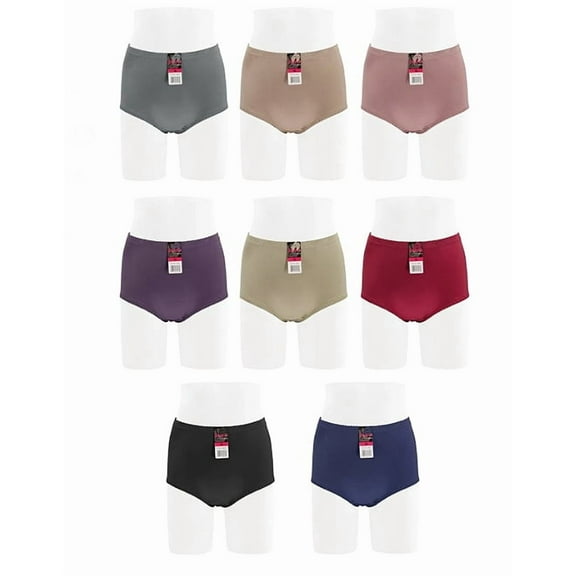 Women's 12 Pack Classic Nylon Satin Soft Stretch Colorful Girdle Briefs (S)