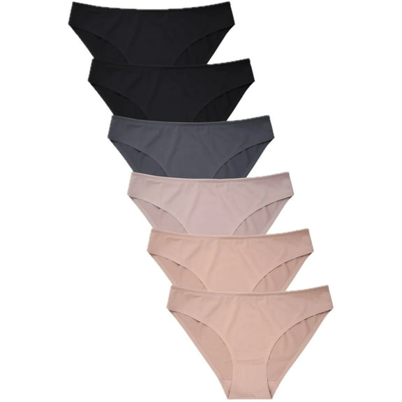 Women’s 12-Pack Seamless Bikini Underwear – No Show, Assorted Neutrals (Medium)