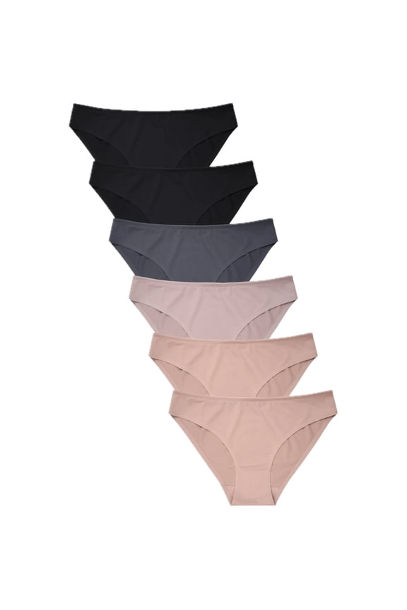 Women’s 12-Pack Seamless Bikini Underwear – No Show, Assorted Neutrals (Small)