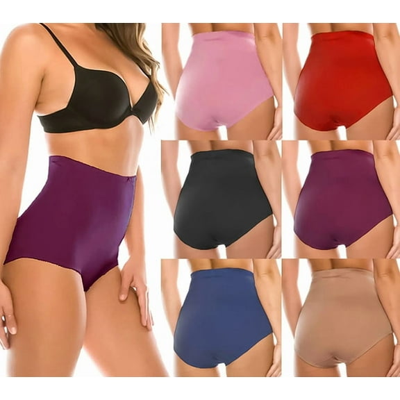 Women's 12 Pack Smooth Microfiber Hi-Waist Full Brief Waist Shaping Brief (2XL)