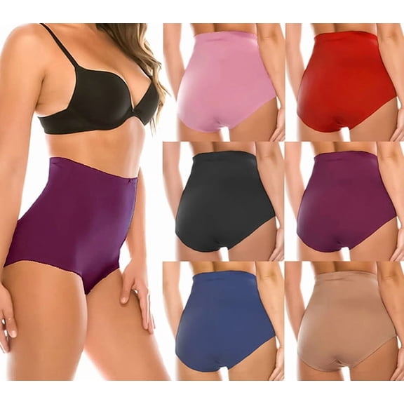 Women's 12 Pack Smooth Microfiber Hi-Waist Full Brief Waist Shaping Brief (L)