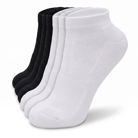Women's 12 Pairs Cotton Ankle Athletic Running Casual Socks Low Cut Breathable Cushioned Size 9-11 White Black