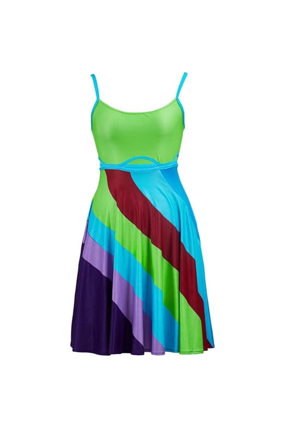 Women's 13 Going On 30 Jenna Rink Vibrant Green Spaghetti Strap Mini Dress - 2000s-Inspired Party Outfit