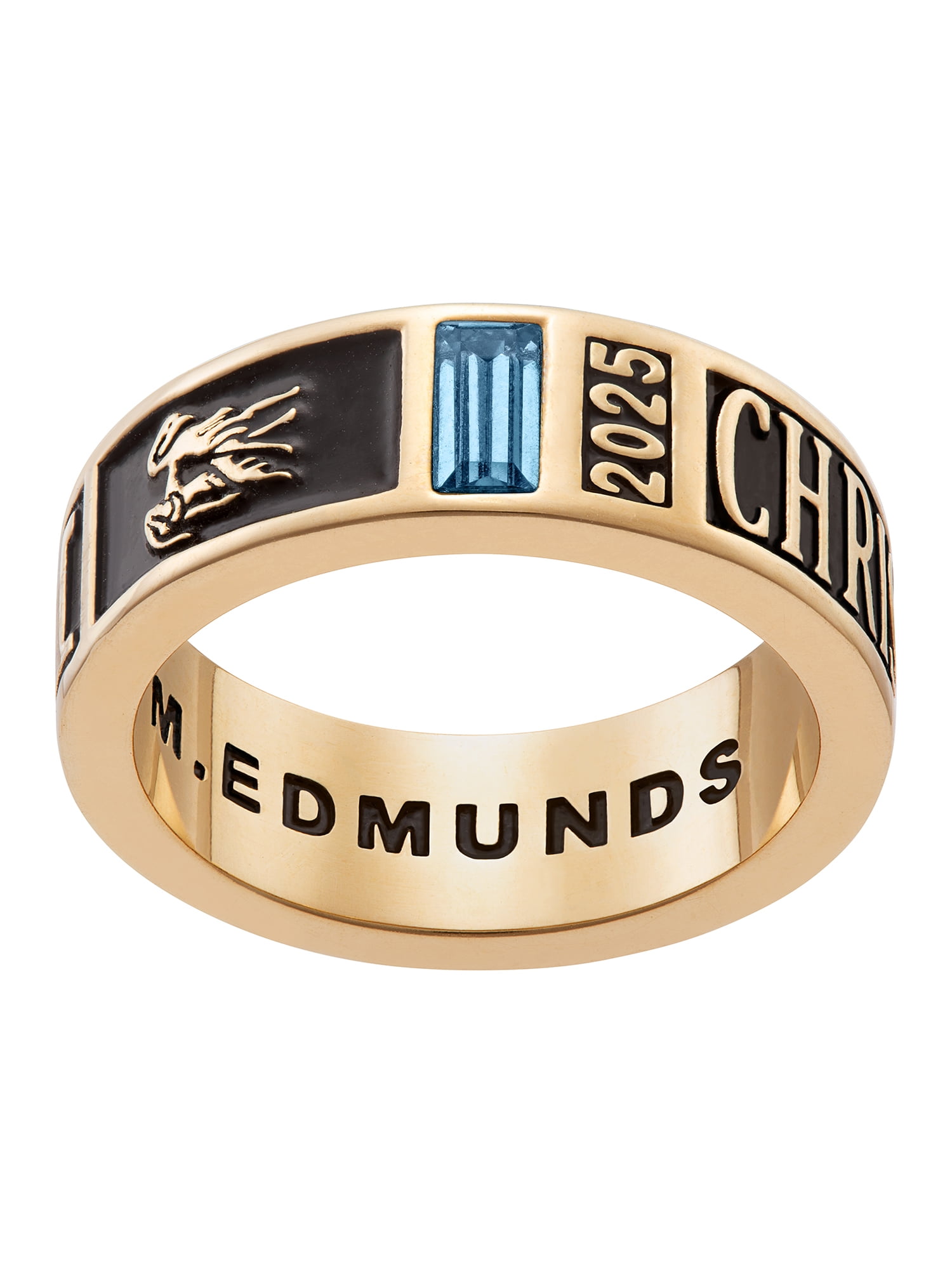 Women's' 14K Gold Plated Decorated Band Class Ring, Personalized