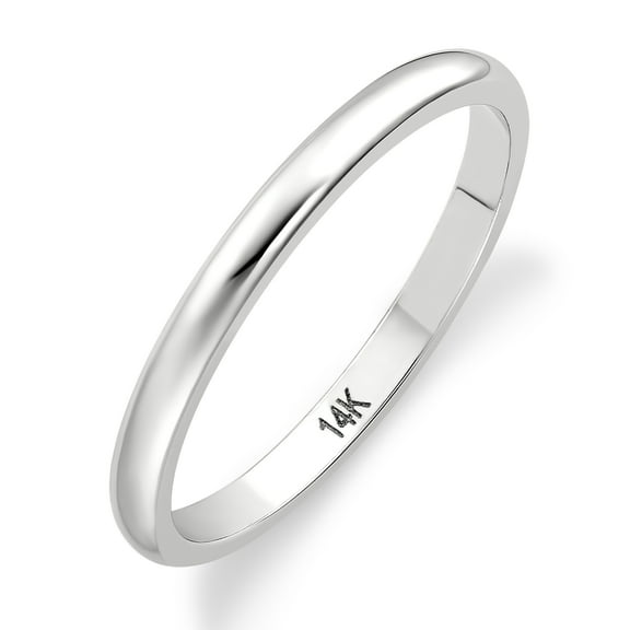 Women's 14K White Gold 2mm Traditional Plain Wedding Band  (Available Ring Sizes 4-8 1/2) Size 4.5