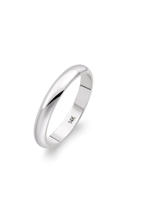 Women's 14K White Gold 3mm Traditional Fit Plain Wedding Band Ring Size 5