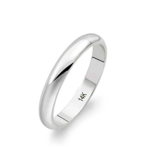 Women's 14K White Gold 3mm Traditional Fit Plain Wedding Band Ring Size 6