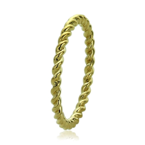 Women's 14K Yellow Gold 2mm Plain Band Braided Rope Design Wedding Band