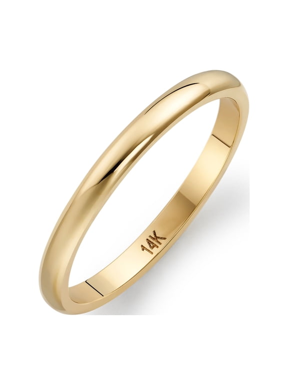 Women's 14K Yellow Gold 2mm Traditional Plain Wedding Band RIng Size 7