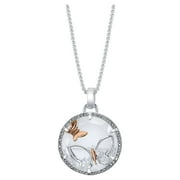 Women's 14Kt Gold Flash Plated Cubic Zirconia "Sisters" Butterfly Shaker Pendant Necklace