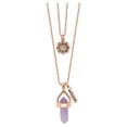 thumbnail image 1 of Women's 14Kt Gold Flash Plated Genuine Amethyst "Wisdom" Flower Charm Pendant Necklace, 1 of 2