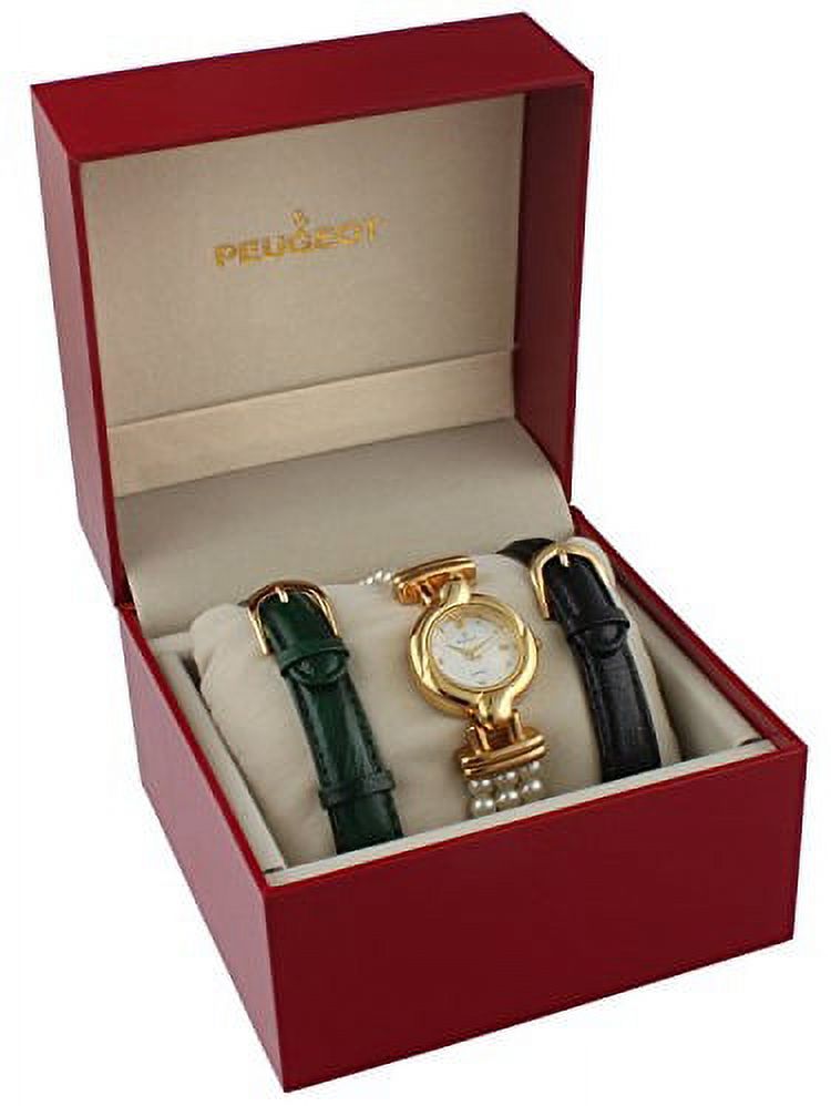 Peugeot Women's 14k Gold Plated Watch Gift Set with Interchangeable