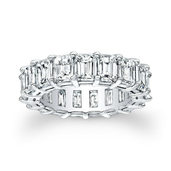 Women's 14k white gold Emerald Cut diamond eternity wedding band 6 carats G-VS2 diamond quality
