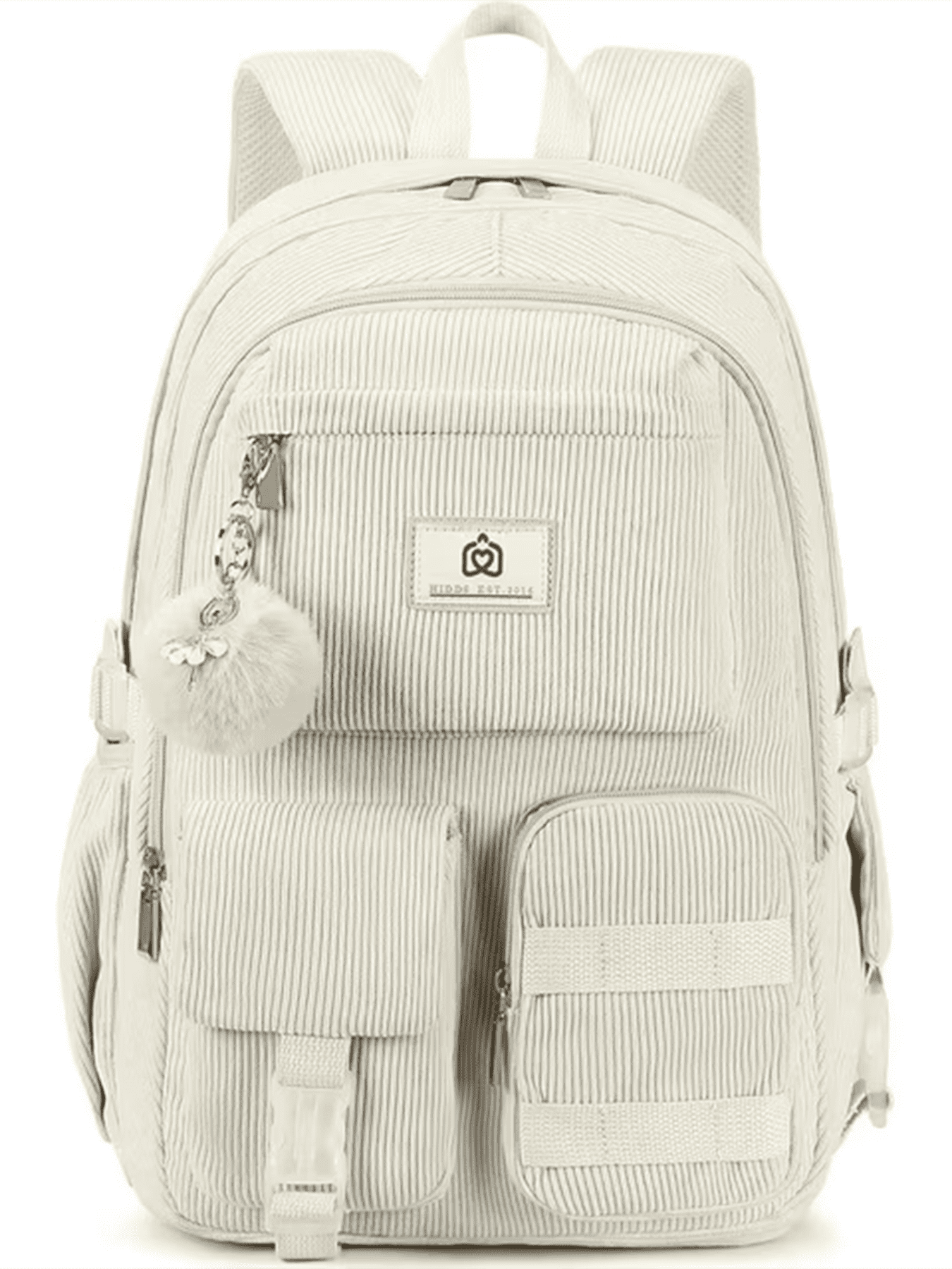 AO ALI VICTORY Women's 15.6 inch Laptop College Backpack Corduroy Work Bag Campus Bookbag Travel Backpack Women's（Beige）
