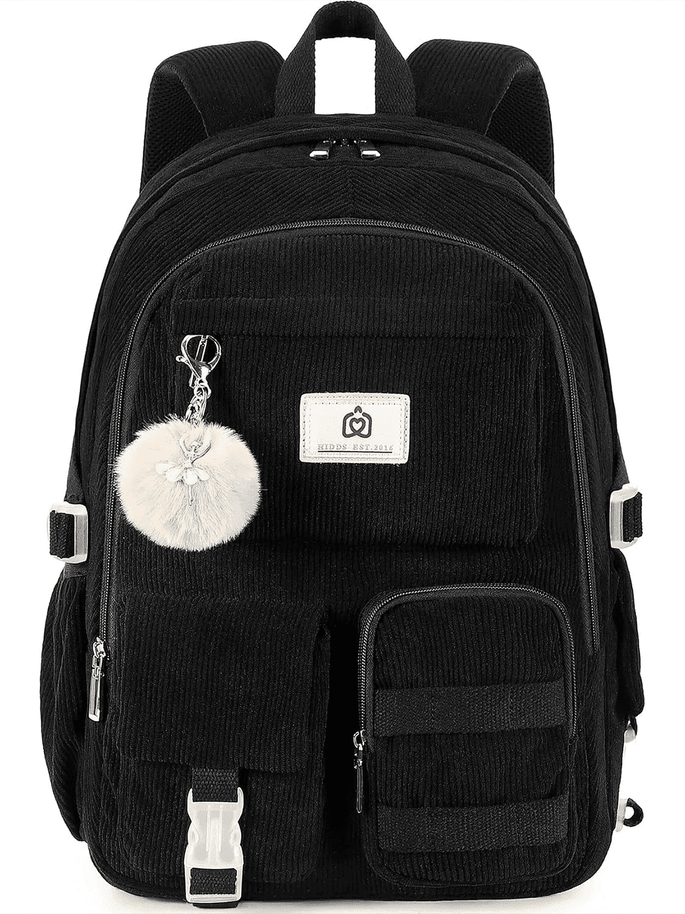 AO ALI VICTORY School Backpack for Teens Girls Women 15.6 Inch Laptop College Backpacks Corduroy Work Bag Kids Elementary Middle High Campus Bookbag Students Pack Travel Daypack Womens（Black）