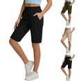 thumbnail image 1 of Women's 15-Inch Hiking Bermuda Shorts with Side Cargo Pockets and Stretch Waistband, Soft Quick-Dry Fabric for All Day Comfort Army Green L, 1 of 4