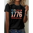 thumbnail image 1 of Women's 1776 American Flag 4th of July Patriotic Print Independence DayT-Shirt - Short Sleeve Crew Neck Casual Top, Breathable Medium Stretch Fabric, Holiday Celebration Shirt, Casual Sporty Tee, 1 of 7