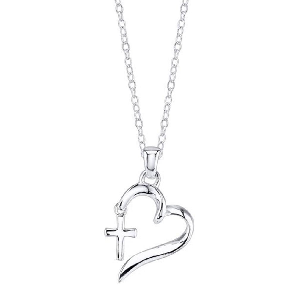KITPIPI Women's 18" "Faith Hope Love" Heart with Cross Necklace