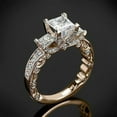 thumbnail image 1 of Women's 18 K Gold Plated Princess Square Diamond Ring, 1 of 1