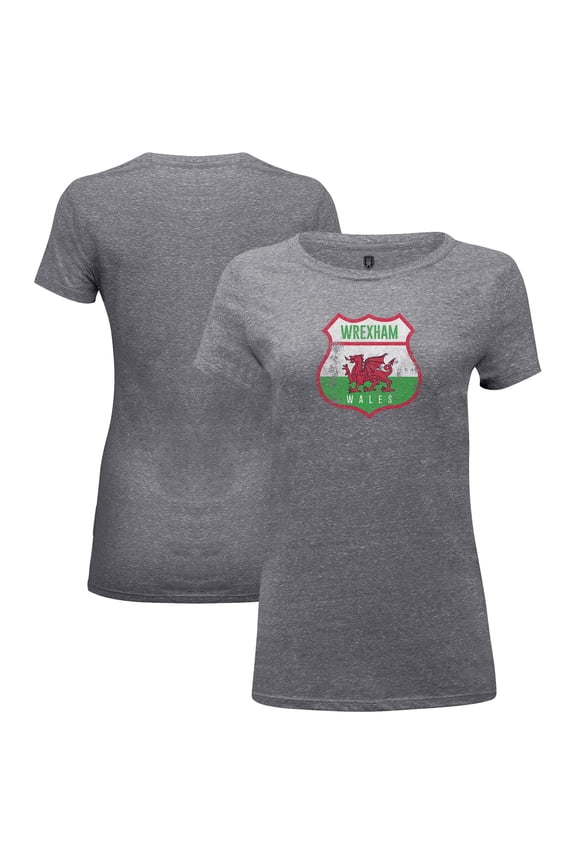 Women's 1863FC Heather Gray Wrexham Shield Tri-Blend T-Shirt