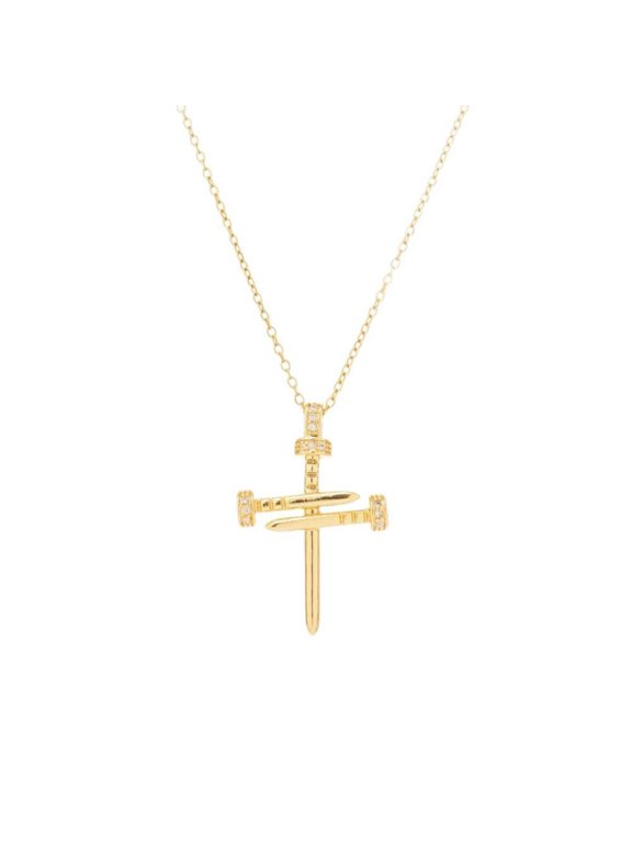 Women's 18K Gold-Plated Cross Pendant Necklace, Cross Collar Necklace, Fashion Jewelry Gift