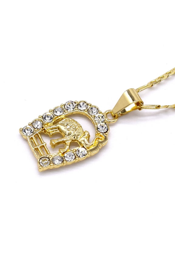 Women's 18k Gold Plated Chain Elephant Charm With Rhinestone Around 24"