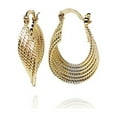 thumbnail image 1 of Women's 18k Real Gold Plated Layered Hoop Earrings set 30mm, 1 of 4