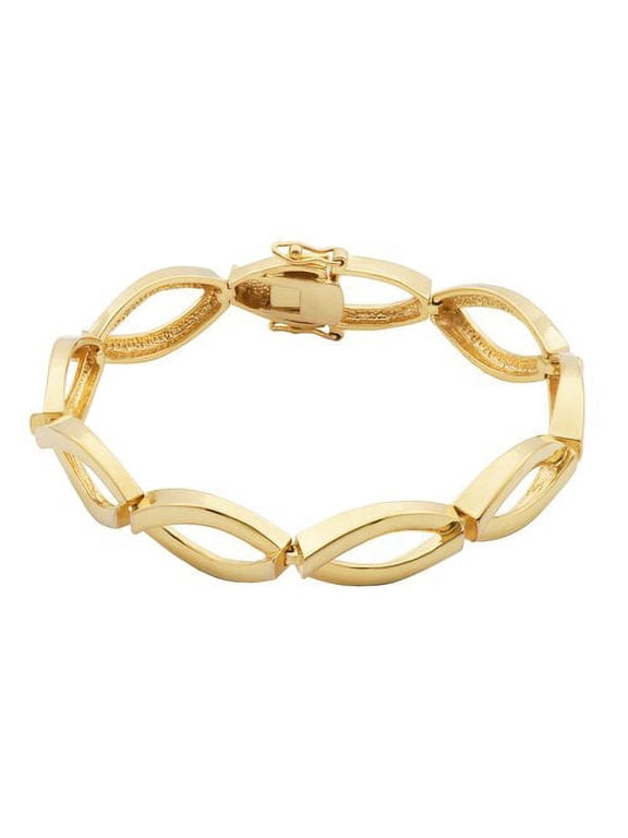 Women's 18kt Gold over Brass High-Polish Elong Link Bracelet, 7.5"