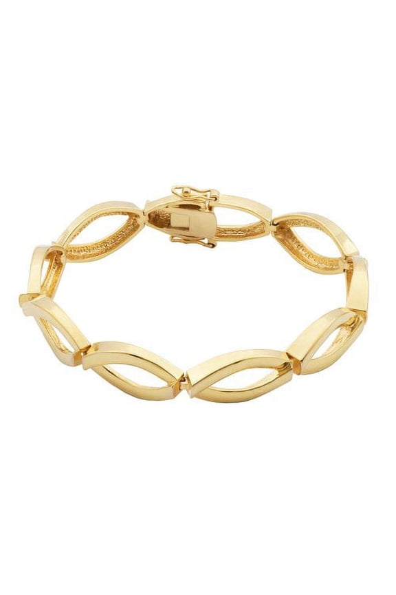 Women's 18kt Gold over Brass High-Polish Elong Link Bracelet, 7.5"